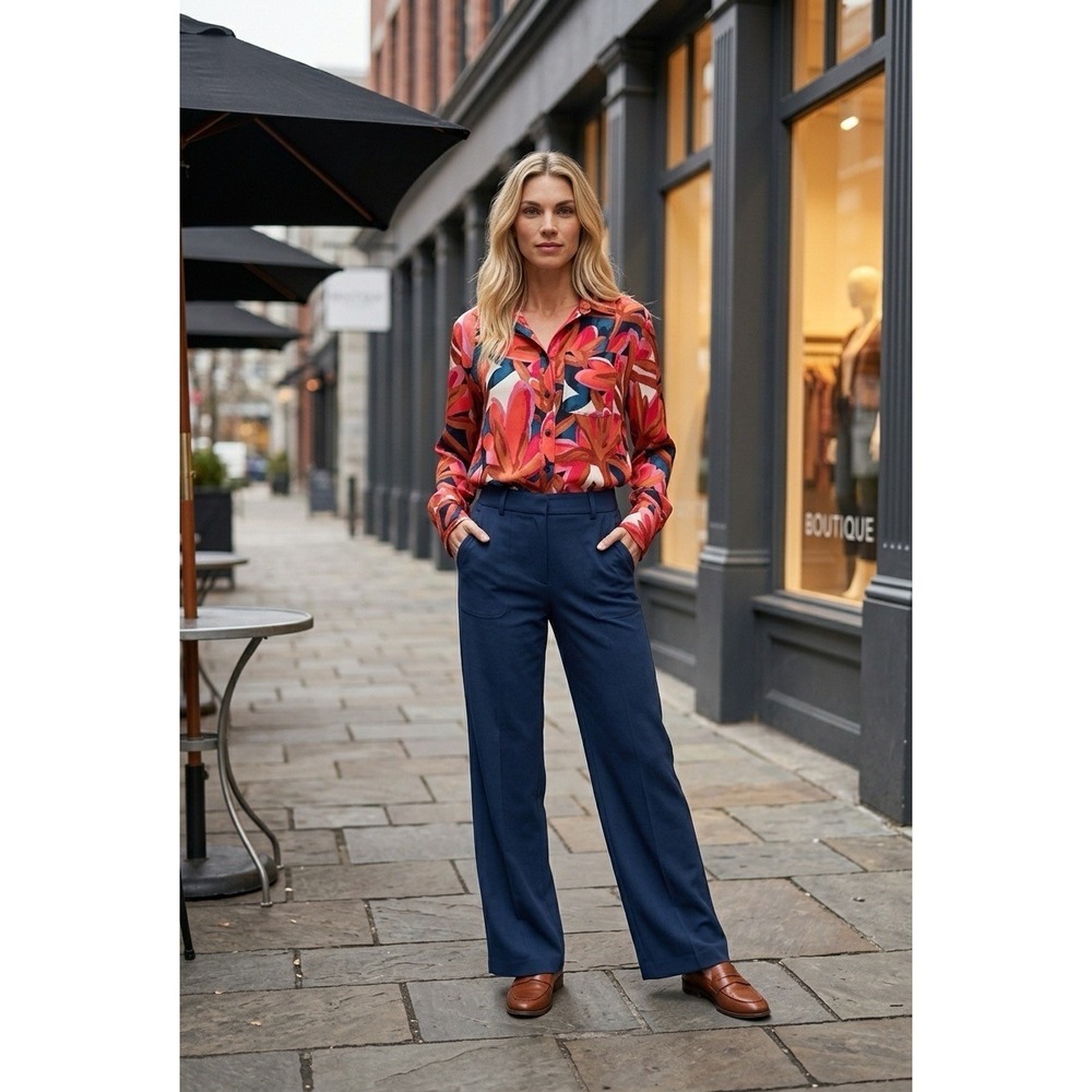Who What Wear Womens Floral Button Down Blouse Long Sleeve Red Orange Small